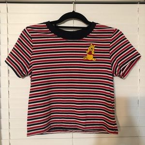 Disney Winnie the Pooh Cropped Striped T-Shirt